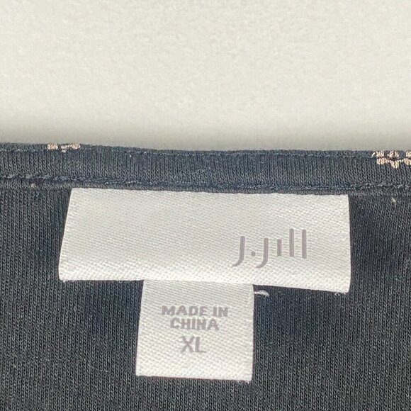 J Jill Black Ditsy Floral Bordered Hem Tunic Blouse Size XL Cotton Modal - Picture 4 of 10